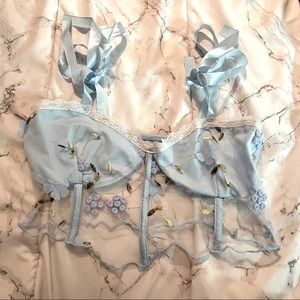 Romwe lingerie mesh top with embroidery size XS